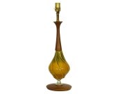Harvest Gold & Avocado Glazed Vintage Pottery Lamp