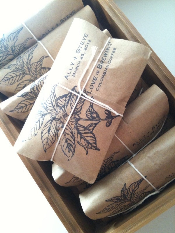 RESERVED. Love is Brewing. Perfectly Unique Wedding Favors. 40 favors with custom stamp.