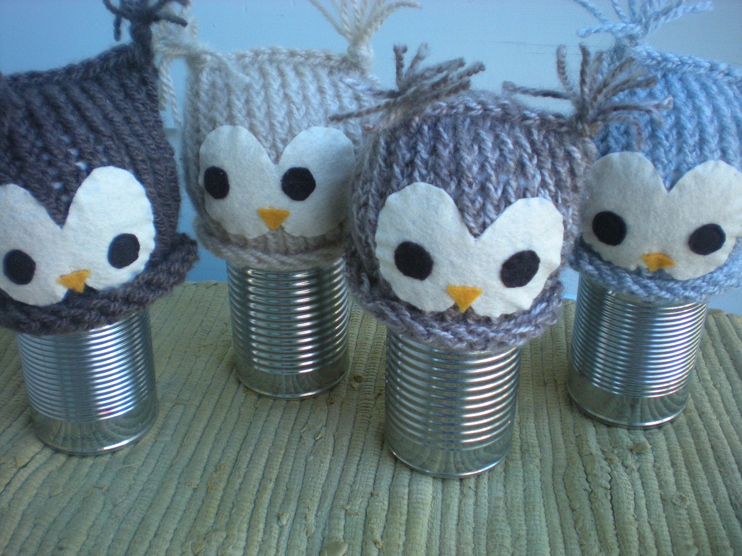 Baby Owl Hat Knitted in Gray for Newborn for Boy or Girl