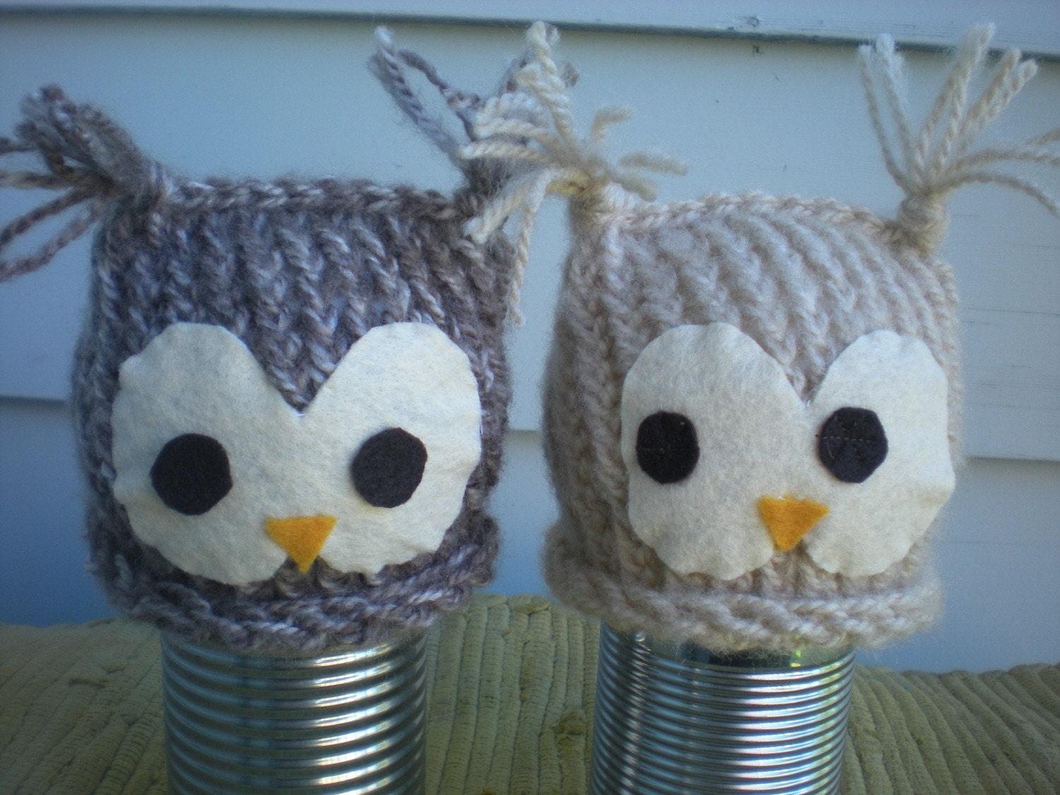 Baby Owl Hat Knitted in Gray for Newborn for Boy or Girl