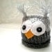 Baby Owl Hat Knitted in Gray for Newborn for Boy or Girl