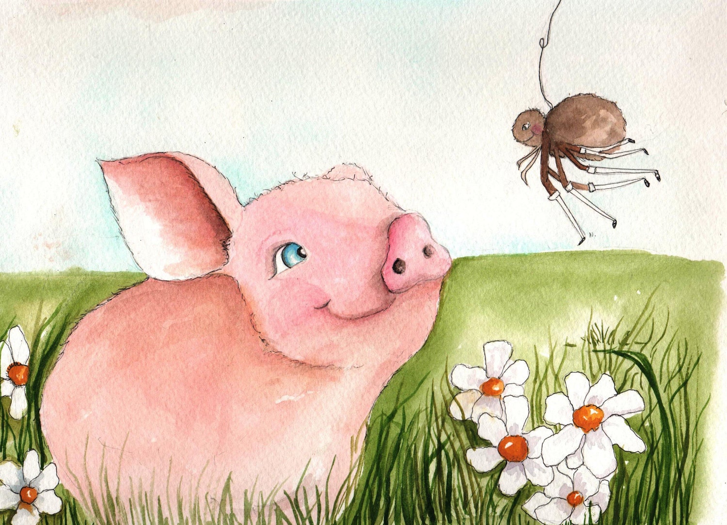 Childrens Art - Friendship - Art for Childrens Room  Art Print Wilbur and Charlotte
