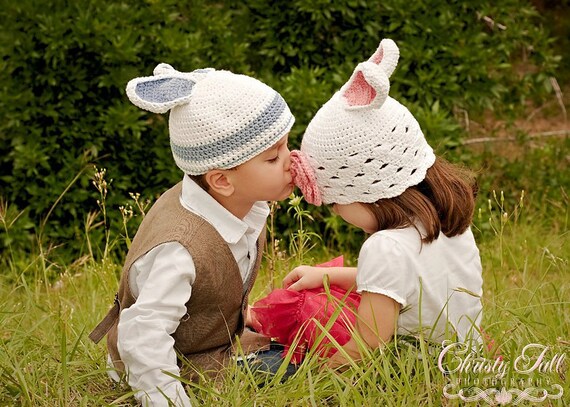 Hoppy Easter Bunny Crochet Beanie for Boy or Girl - Newborn to 4T Sizes