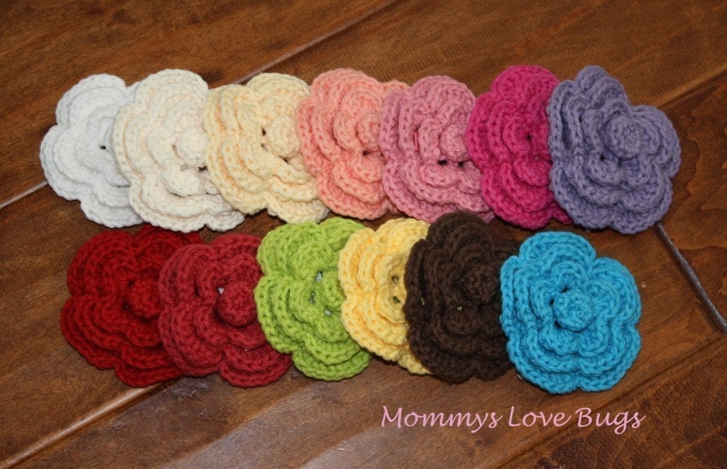 2 in 1 Beautiful Hand Crochet Beanie with Large Removable Clip Flower - Choose your own colors and Size - Newborn through 4T