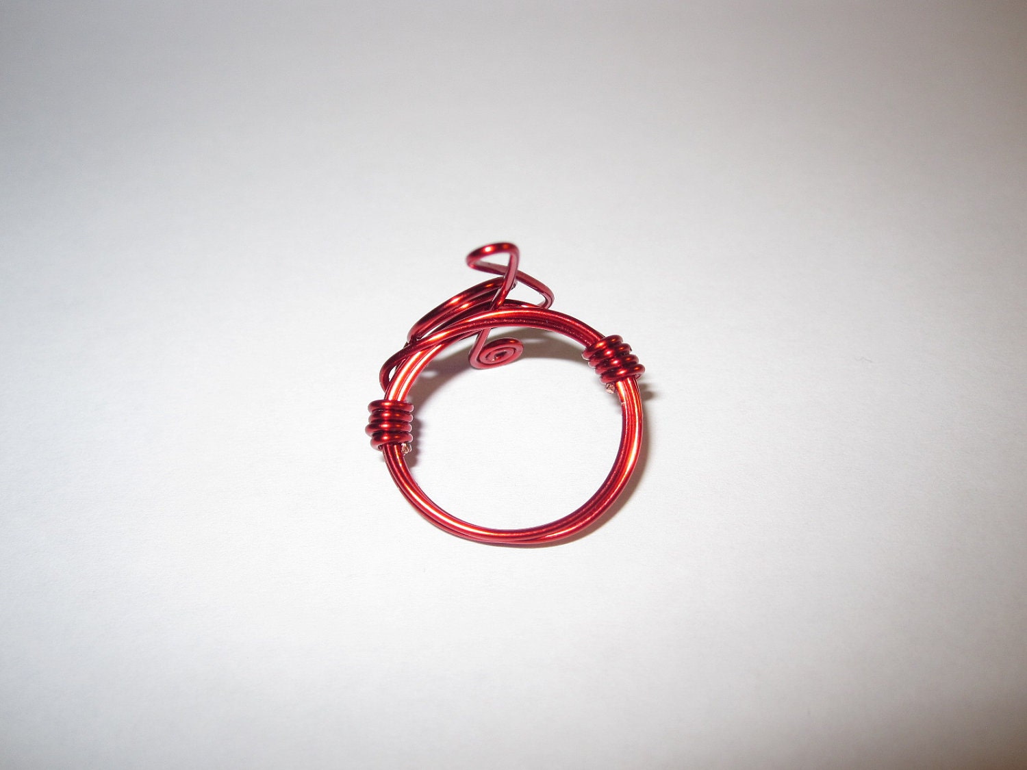 Red Treble Clef Ring Wire Wrapped Unique Gift For Her