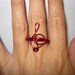 Red Treble Clef Ring Wire Wrapped Unique Gift For Her