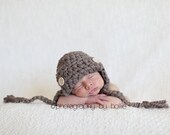 Crochet Bomber Hat - taupe