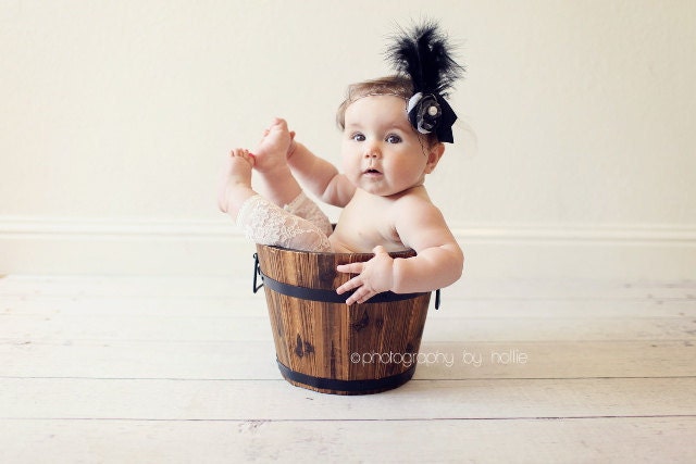 Newborn Flower Headband Baby Headband Shabby Chic Girl Feather Skinny Headband Ribbon Rose Headband black pearl tulle feather fascinator