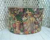 DECOUPAGE Oval Box Angels Roses Motif Storage Keepsake Treasure Memory Notions Decorative Centerpiece Organizer Original Design Novel Gift