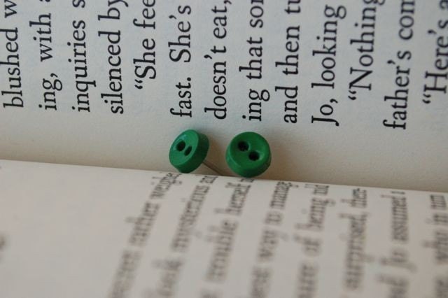 Button Earrings - Holly Green