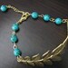 Brass Botanical Branch with Blue Ziron Brown Speckled Czech Glass Bracelet