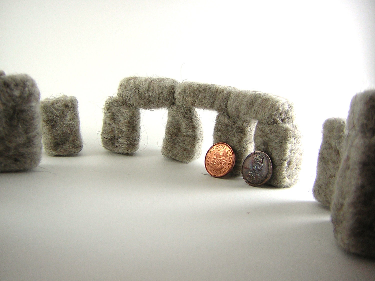 Fiber Art Stonehenge wool sculpture - a woolhenge needle felted monument