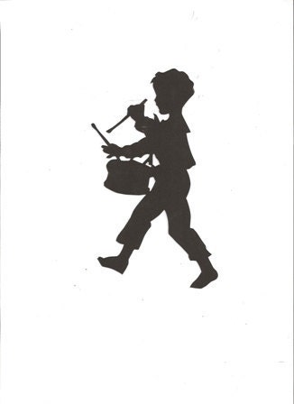 Little boy playing drum silhouette