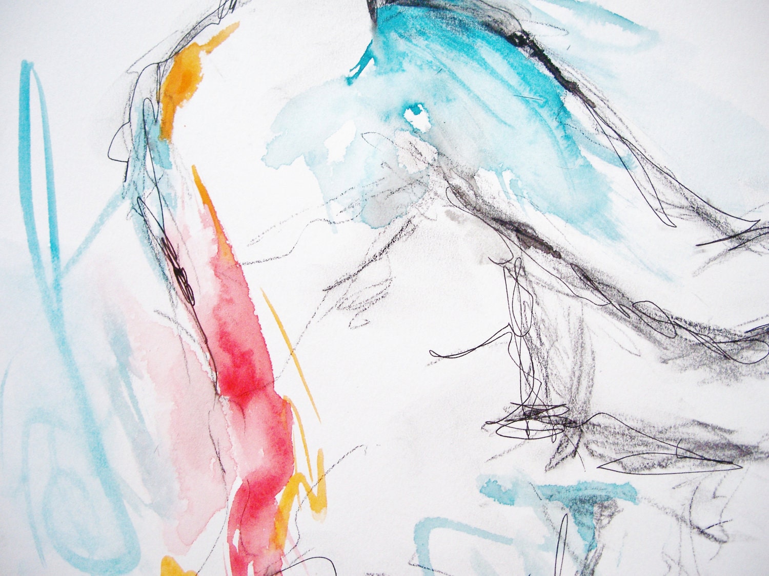 Gesture III- Original Drawing of the Human Figure- 11x14- Conté Crayon, Watercolor
