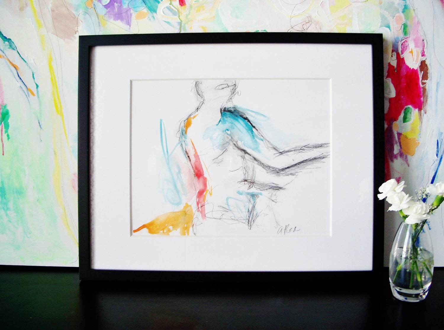 Gesture III- Original Drawing of the Human Figure- 11x14- Conté Crayon, Watercolor