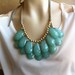 HUGE Double Strand Briolette Bib Statement Necklace Marine Sea foam Teal, Anthropologie Stormy Seas Summer Infatuation