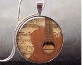 Guitar and Music pendant, guitar necklace resin pendant guitar pendant photo pendant (343)