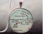 Florida Keys map pendant, Lower Keys, Key West map necklace, Key West jewelry