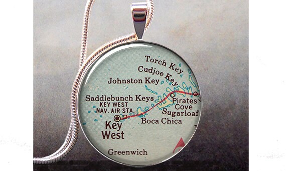 Florida Keys map pendant, Lower Keys, Key West map necklace, Key West jewelry