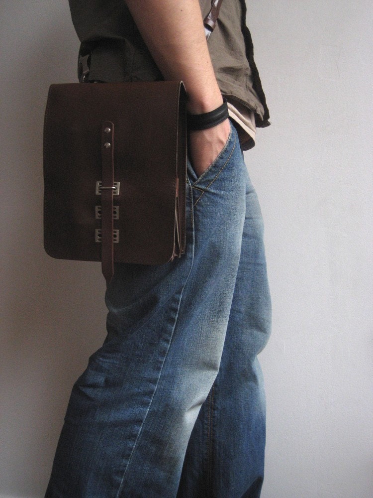 Vintage faux leather Army Map Bag