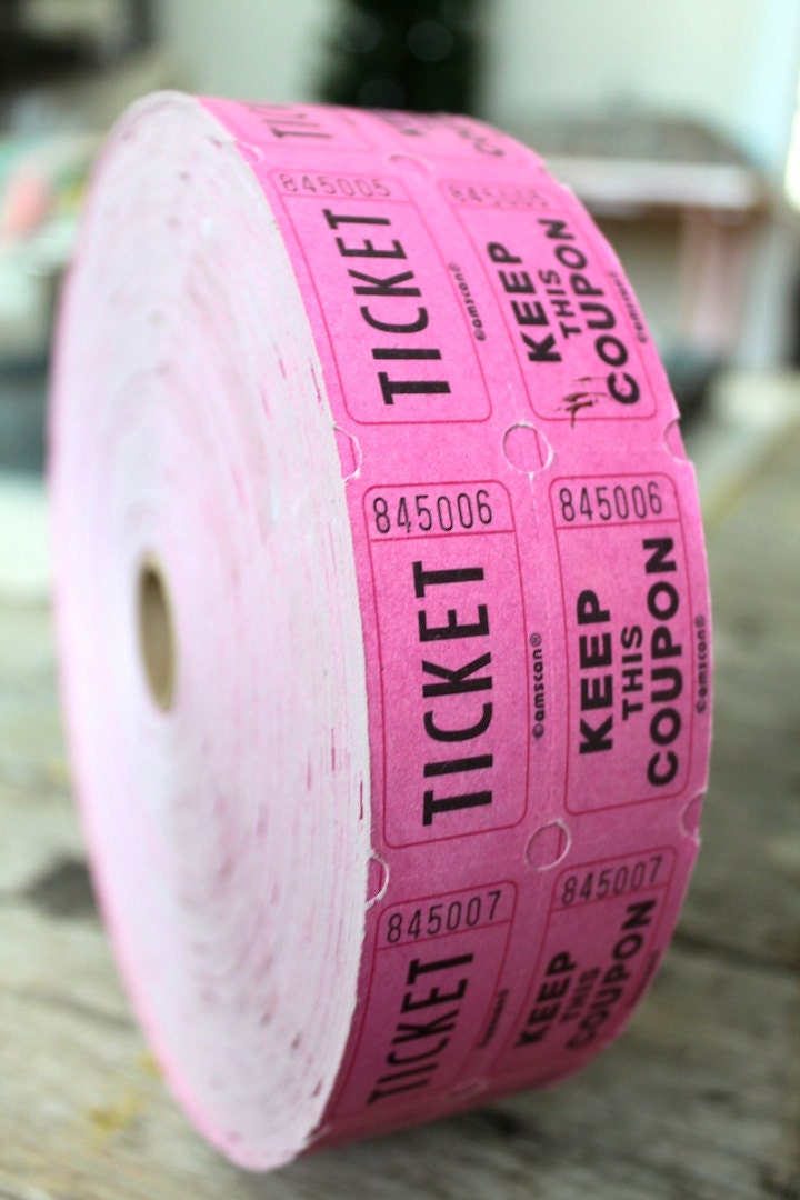 Vintage Hot Pink Carnival Tickets, Set of 25