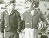 Vintage Boy Girl Sailor Sweater Jacket PDF Knitting Pattern Email Delivery - PrettyPatternsPlease
