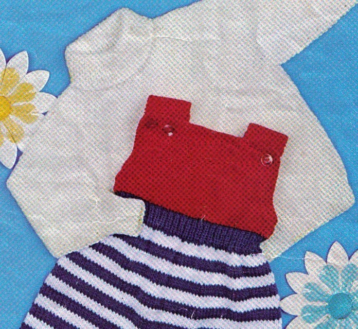 Vintage Digital English Knitting Pattern - Sailor Jumpsuit and  Turtleneck for Babies - UK - PrettyPatternsPlease