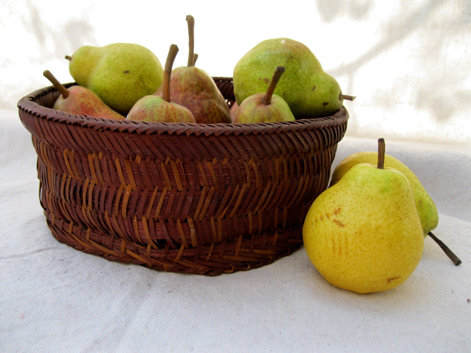 Vintage Woven Wicker Basket-Natural-Rustic-Round-Sturdy from Tessiemay