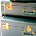 Vintage Luggage //Three// Emerald Green Suitcase Set //Stackable Traveling Bags from Tessiemay