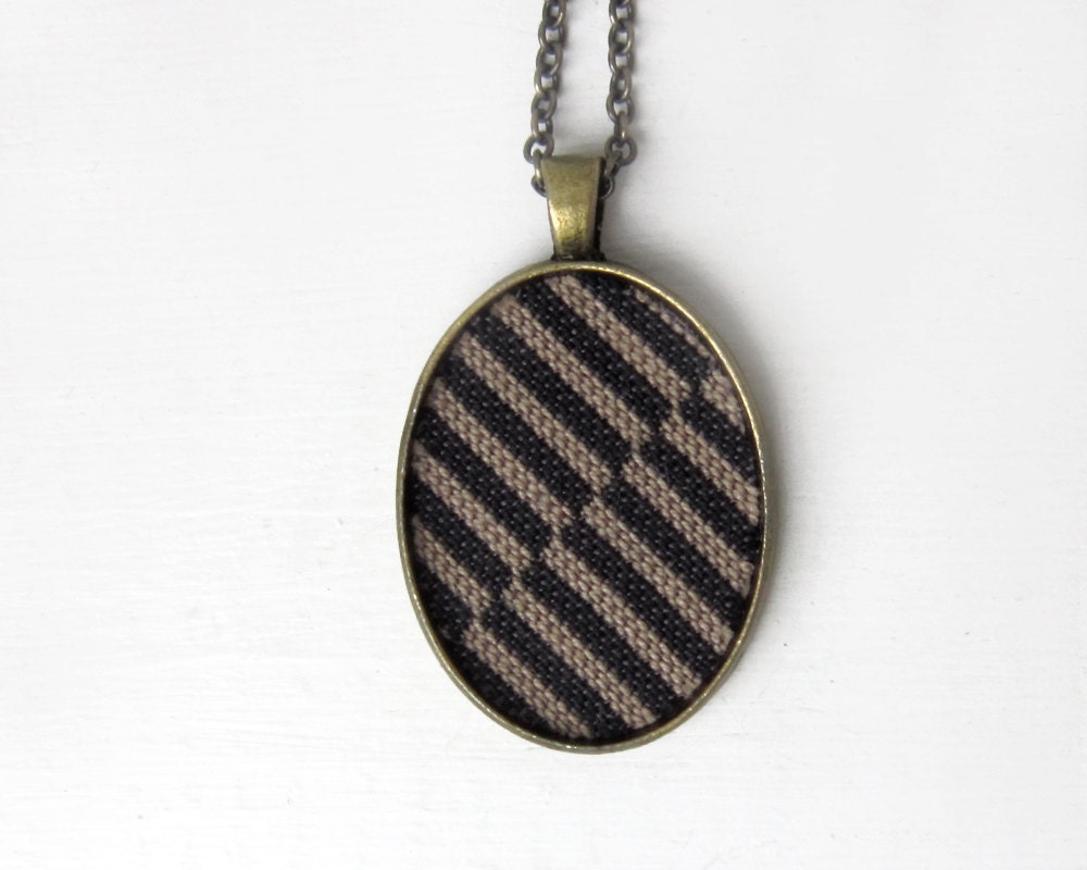 Black Stripes Retro Necklace, Unisex Jewelry Color Block Geometric Jewelry, Gray, Brown, Black Necklace