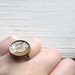 Floral Lace Ring, Mustard Yellow Fabric Jewelry, White Vintage Lace Fashion, Brass, Adjustable