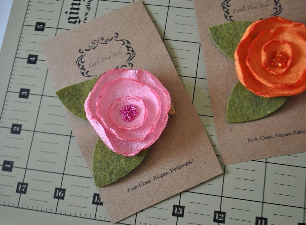 Handmade Poppy Hair Clip. ALL Colors Available