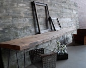 5 ft Reclaimed Wood Industrial bench w/ mid century steel Hairpin legs (1.65" Standard Top, 5ft x 11.5"w x 18"h) Ships Fast and Free - UrbanWoodGoods