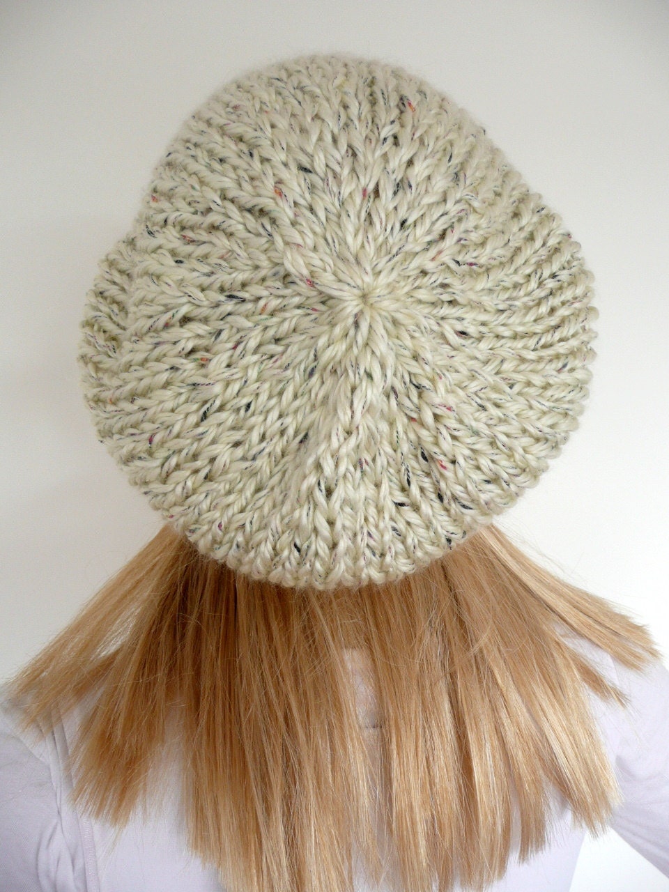 Hand Knit Hat  Slouch beanie  in cream slouchy hat Womens hat