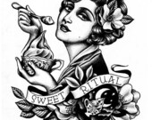 8X10 Vintage Tattoo Inspired Sweet Ritual