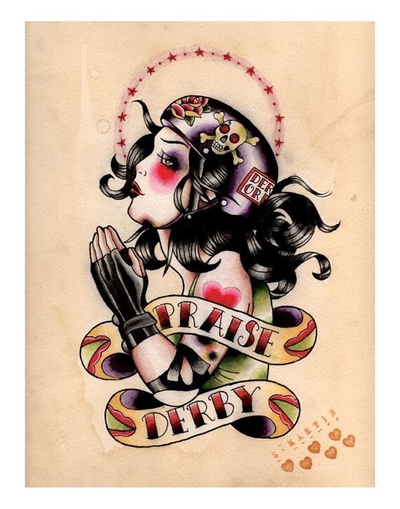 8X10 Tattoo Inspired Roller Derby Tribute