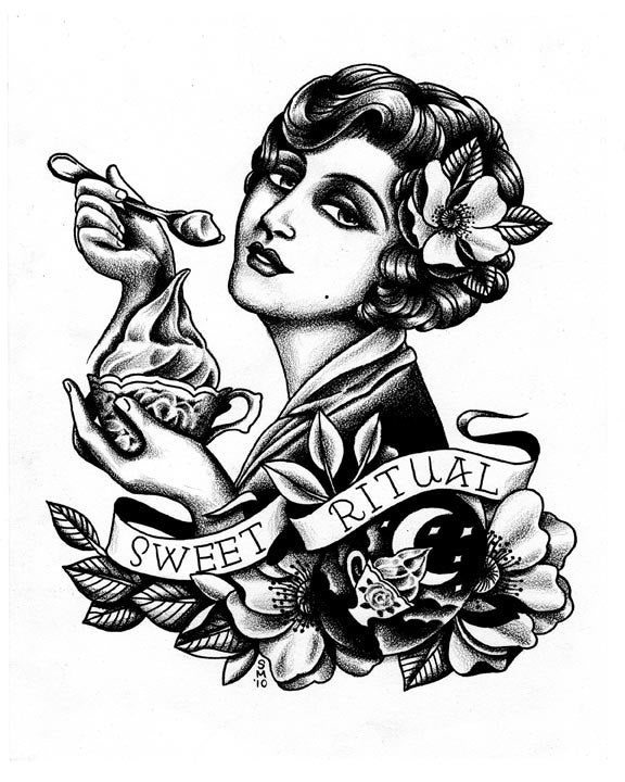 8X10 Vintage Tattoo Inspired Sweet Ritual