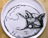 Plate - Hand Drawn Serving Plate - Sleeping Fox