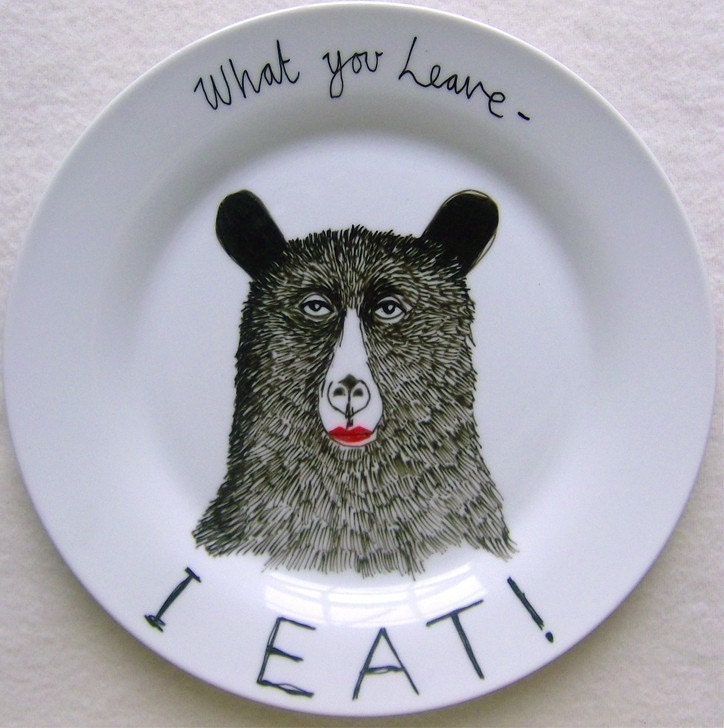 Side Plate - Hand Painted - Hungry Lady Bear