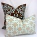 Designer Lumbar Pillow Cover in Gotcha Powder Blue - 12x18 inch (Light Aqua Chain Link on Gray/ Taupe)