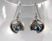 Broken Circle Blue Topaz Earrings