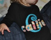 Name and Initial Applique Shirt for your Baby, Toddler, or Child - YOU choose color combo