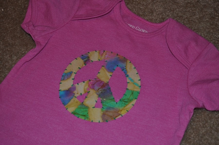 Peace Sign Applique Shirt for your Baby, Toddler or Child.  (YOU pick size and color combo)