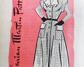 Early 1950s Marian Martin Pattern R9116 Size 16 and Half, Bust 36 Buttoned Up Dress Large Collar and Pockets