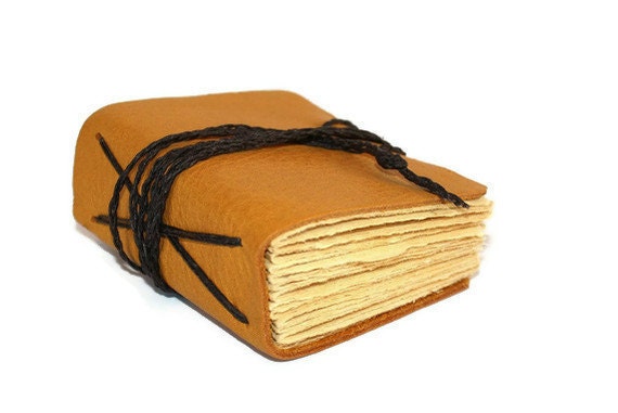 Chunky Mustard Yellow Hand Bound Leather Journal - Thenibandquill