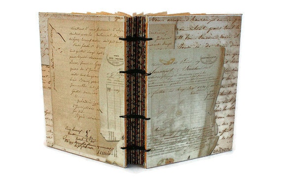 Handmade Journal with Vintage Inspired Ephemera Papers