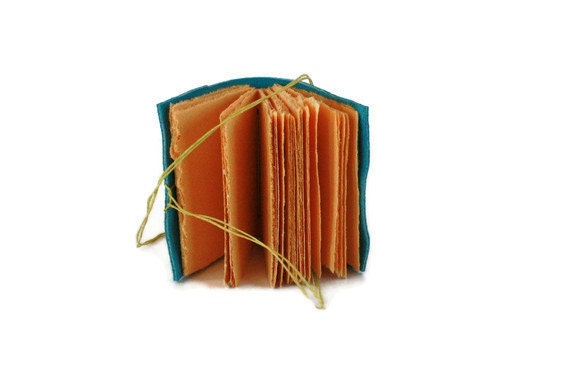 Small Aqua and Green Hand Bound Leather Journal