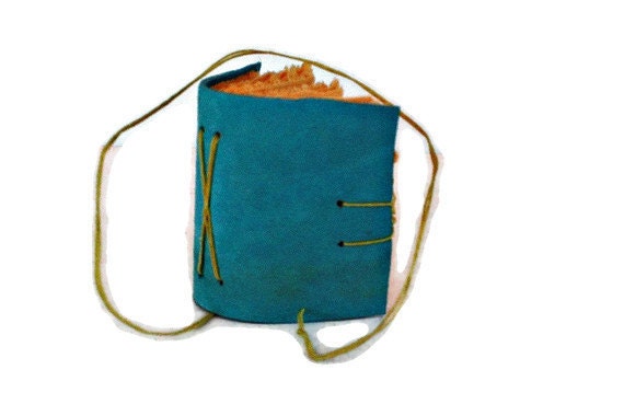 Small Aqua and Green Hand Bound Leather Journal