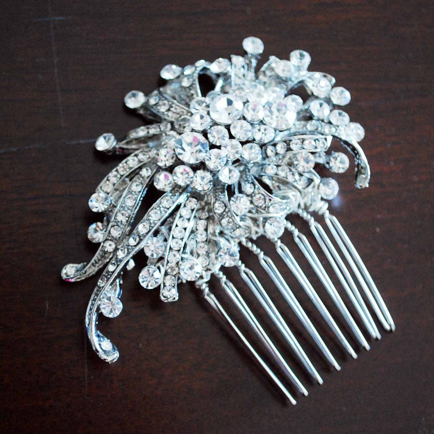 Bridal Crystal hair comb - Bridal Swarovski crystal hair comb- Vintage Glam