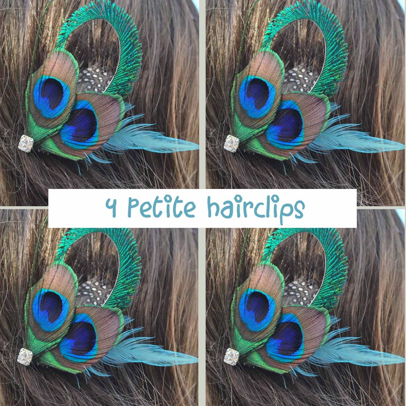 Bridal package-4 pc fascinator - Petite Luxe Peacock Feather fascinator - -Vintage glam
